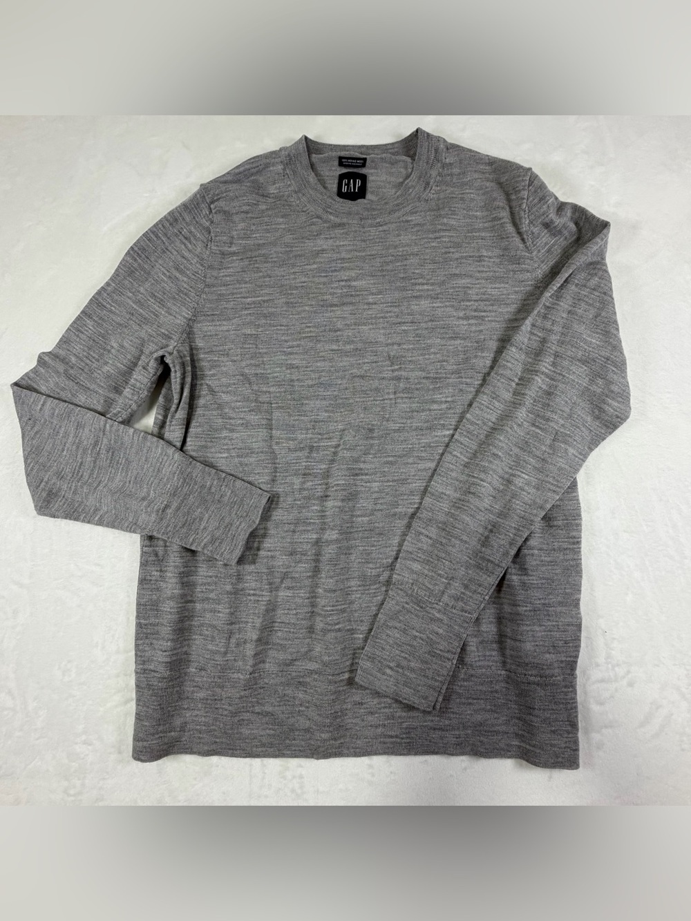 GAP Men's 100% Merino Wool Crewneck Sweater - Light Gray